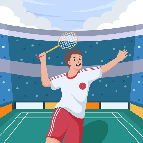 Sport Badminton Platte Illustratie Ontwerp — Stockvector