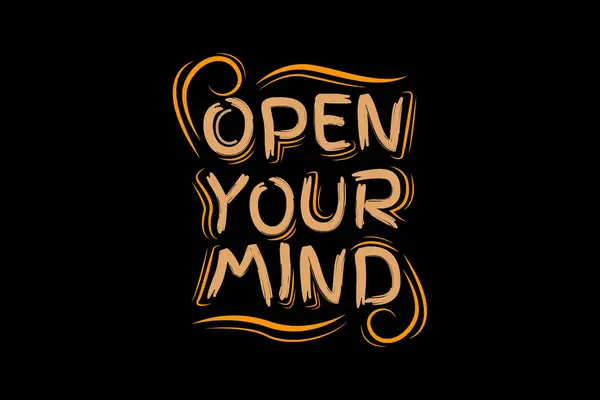 Open Your Mind Quotes Typography Design Landscape — Stock Vector