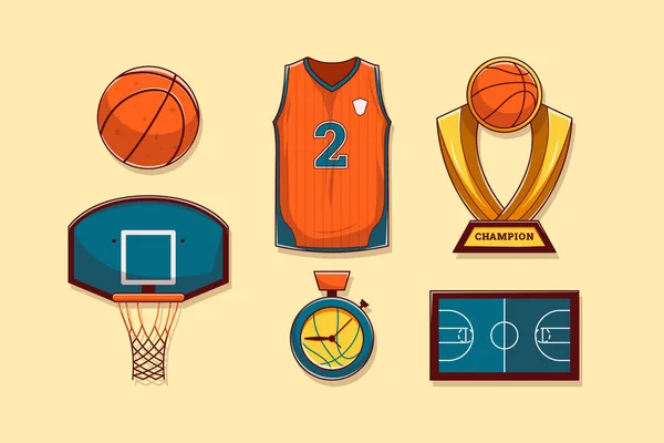 Basketbol Spor Elementi Koleksiyonunu Ayarla — Stok Vektör