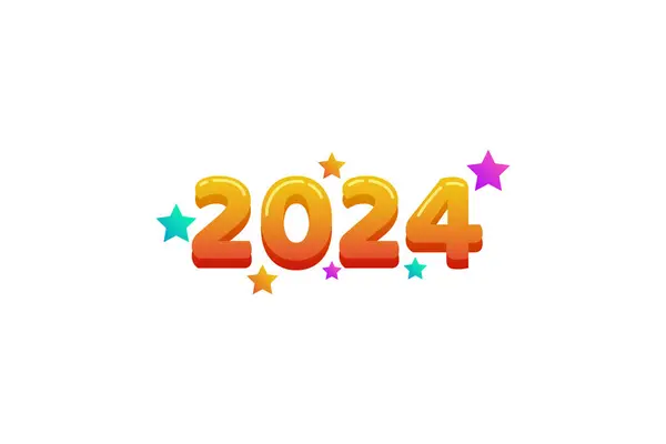 2024 Frohes Neues Jahr Sticker Stockillustration