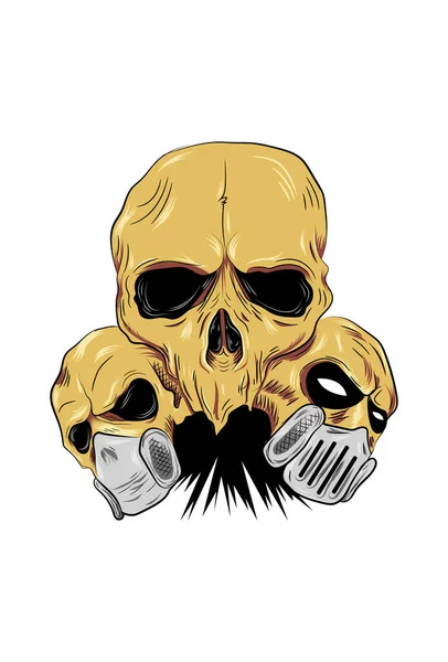 Três Crânio Máscara Ilustração Vetorial — Vetor de Stock