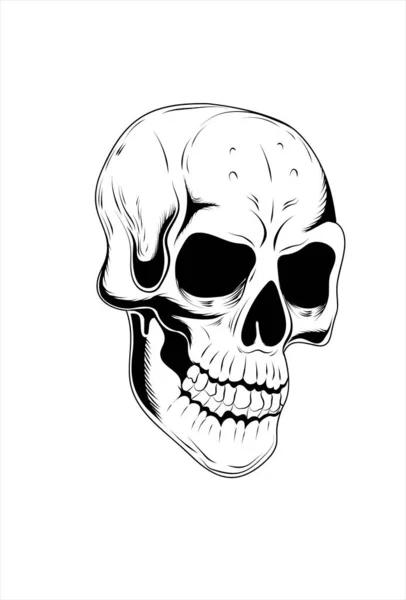 Skull Hlava Vektor Ilustrace Ruční Kreslení — Stockový vektor
