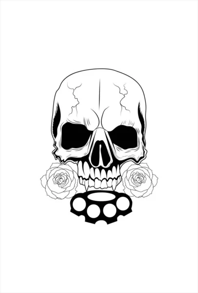 Cráneo Con Nudillos Rosa Vector Ilustración — Vector de stock