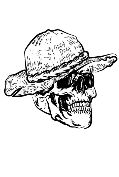 Crâne Avec Illustration Vectorielle Chapeau — Image vectorielle