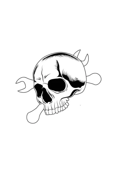 Crâne Avec Illustration Vectorielle Porte Clés — Image vectorielle