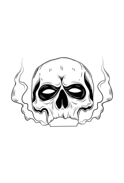 Crânio Com Ilustração Vetor Fumaça — Vetor de Stock