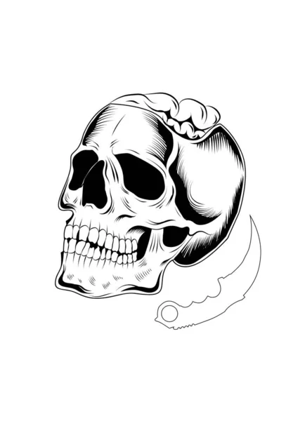 Crâne Avec Arme Cerveau — Image vectorielle