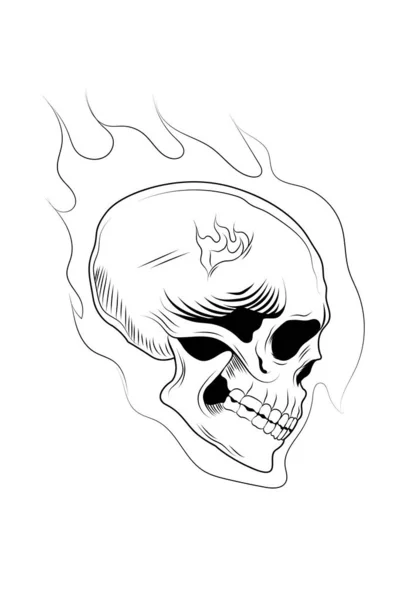 Cráneo Con Ilustración Vector Fuego — Vector de stock