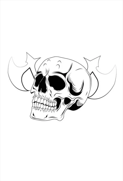 Illustrazione Vettoriale Cranio Ascia — Vettoriale Stock