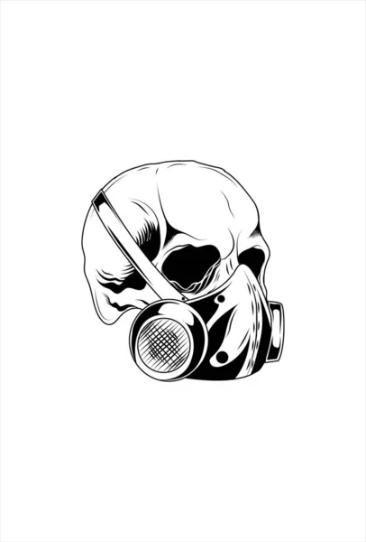 Crâne Avec Illustration Vectorielle Masque — Image vectorielle