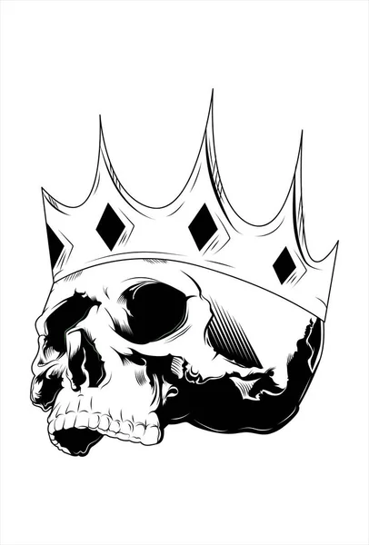 Crown vektör illüstrasyonlu kafatası