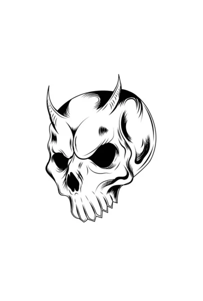 Crâne Avec Illustration Vectorielle Corne — Image vectorielle