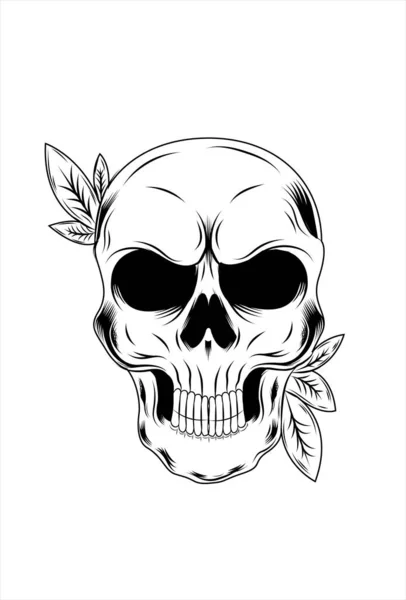 Skull Leaf Vector Illustration — Stock Vector