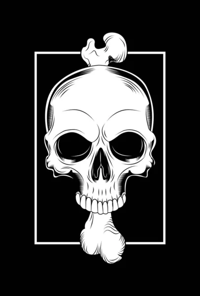 Crâne Avec Illustration Vectorielle Osseuse — Image vectorielle