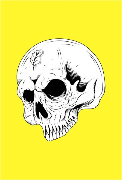 Illustration Vectorielle Crâne Des Feuilles — Image vectorielle
