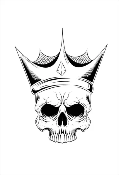 Ilustración Vectorial Cráneo Corona — Vector de stock