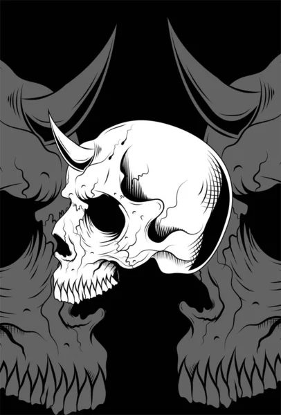 Skull Horn Vector Illustration — Stock Vector