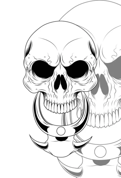 Crâne Humain Avec Accessoires Collier Illustration Vectorielle — Image vectorielle