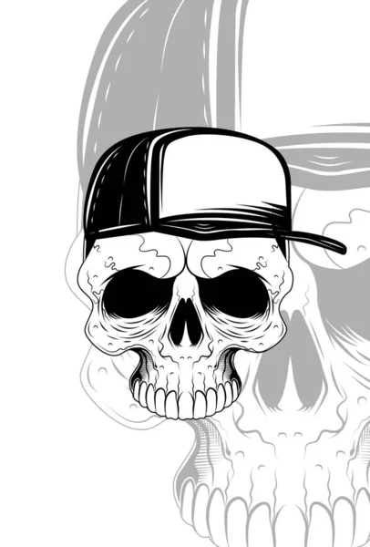 Totenkopf Mit Hutvektor Illustration — Stockvektor