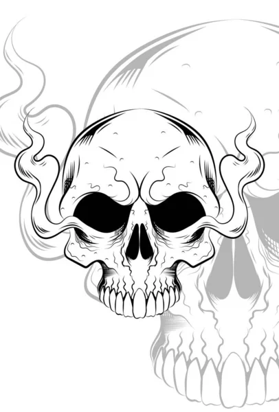 Crânio Humano Com Ilustração Vetorial Fumaça —  Vetores de Stock