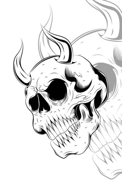 Crânio Humano Com Demônios Ilustração Vetorial —  Vetores de Stock