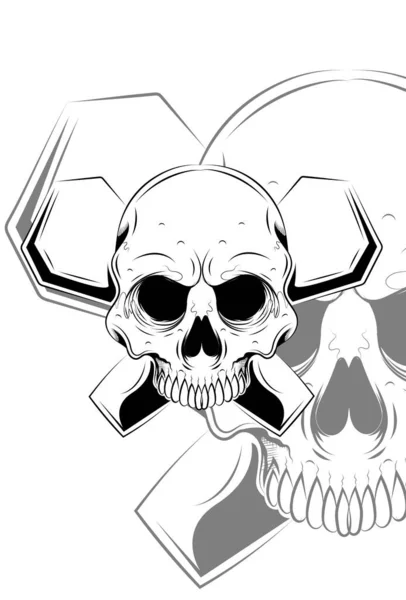 Crâne Avec Illustration Vectorielle Grave — Image vectorielle