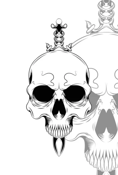 Crâne Humain Avec Une Illustration Vectorielle Lame — Image vectorielle