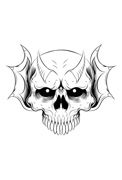 Crâne Humain Avec Illustration Vectorielle Dragon — Image vectorielle