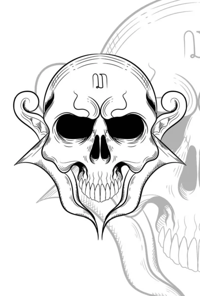 Crâne Humain Avec Illustration Vectorielle Arme Keris — Image vectorielle