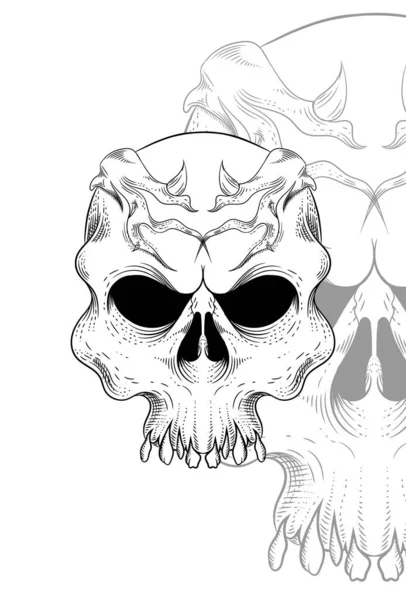 Crâne Avec Illustration Vectorielle Racine Couronne — Image vectorielle