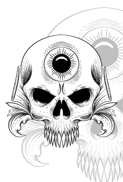 Crâne Avec Illustration Vectorielle Fleur Yeux — Image vectorielle
