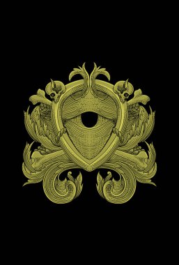 Göz kafatası ve süs çizimi