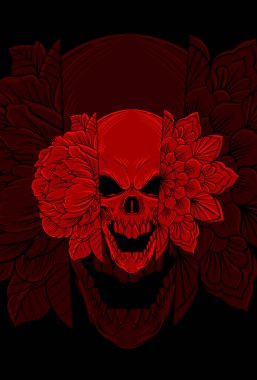 Çiçekli ve mandala resimli kafatası