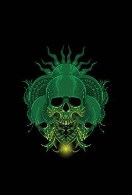 Mandala ve çiçek resimli kafatası