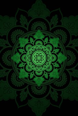 Mandala yeşil renk çizimi