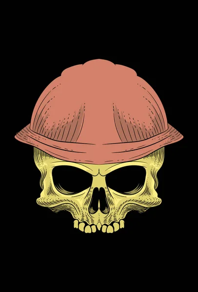 Crâne Avec Chapeau Vecteur Sécurité Illustration — Image vectorielle