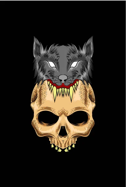 Skull Wolf Vector Illustration — Stock Vector