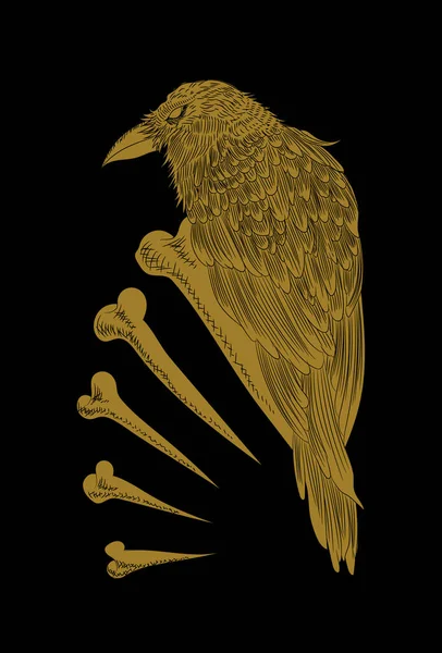 乌鸦和骨头艺术品插图 — 图库矢量图片