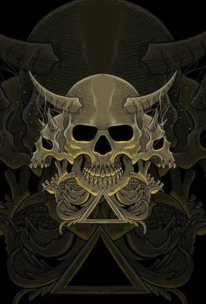 Crâne Avec Illustration Florale — Image vectorielle