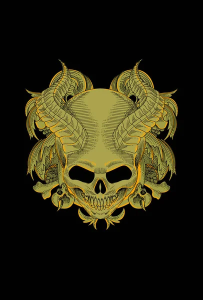 Crâne Avec Illustration Ornementale — Image vectorielle