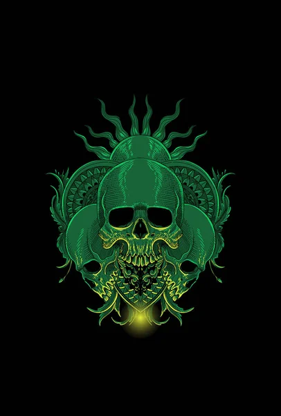 Crâne Avec Mandala Illustration Florale — Image vectorielle