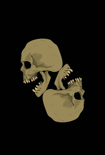 Deux Crâne Illustration Illustration Dessin Main — Image vectorielle