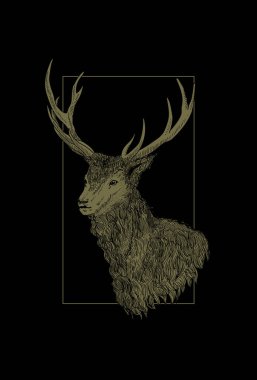 Geyik çizimi el çizimi