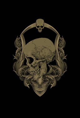 Karanlık sanat eserleri Kafatası Şeytan Kafa İnsan İllüzyonu Kara Sanat Süslemesi