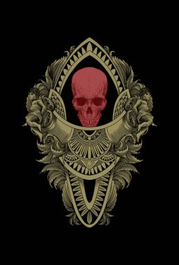 Süslü ve bebek resimli kafatası