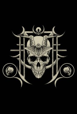 Kafa kafatası ve hamamböceği kraliçe tapınağı çizimi