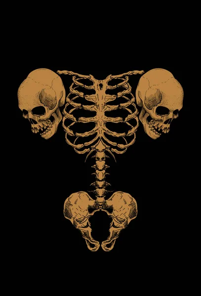 Crâne Corps Illustration Illustration Dessin Main — Image vectorielle