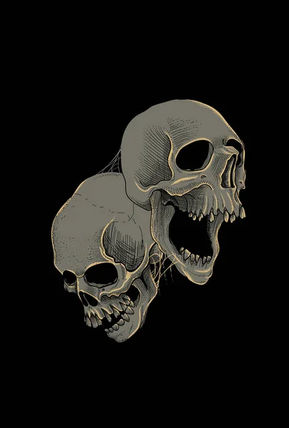 頭蓋骨とクモのウェブベクトルのイラスト — ストックベクタ