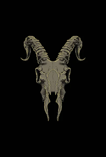 ヤギの頭蓋骨のアートワークイラストハンドドローイング — ストックベクタ