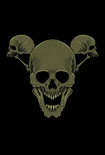 頭蓋骨と骨のアートワークイラスト — ストックベクタ